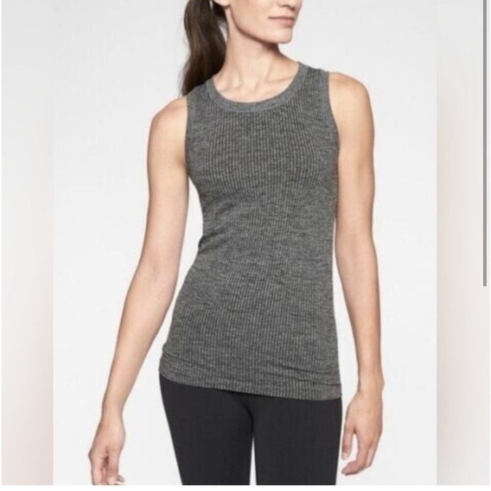 Athleta Renew Seamless Ribbed Knit Charcoal Gray Tank Top Size XS
